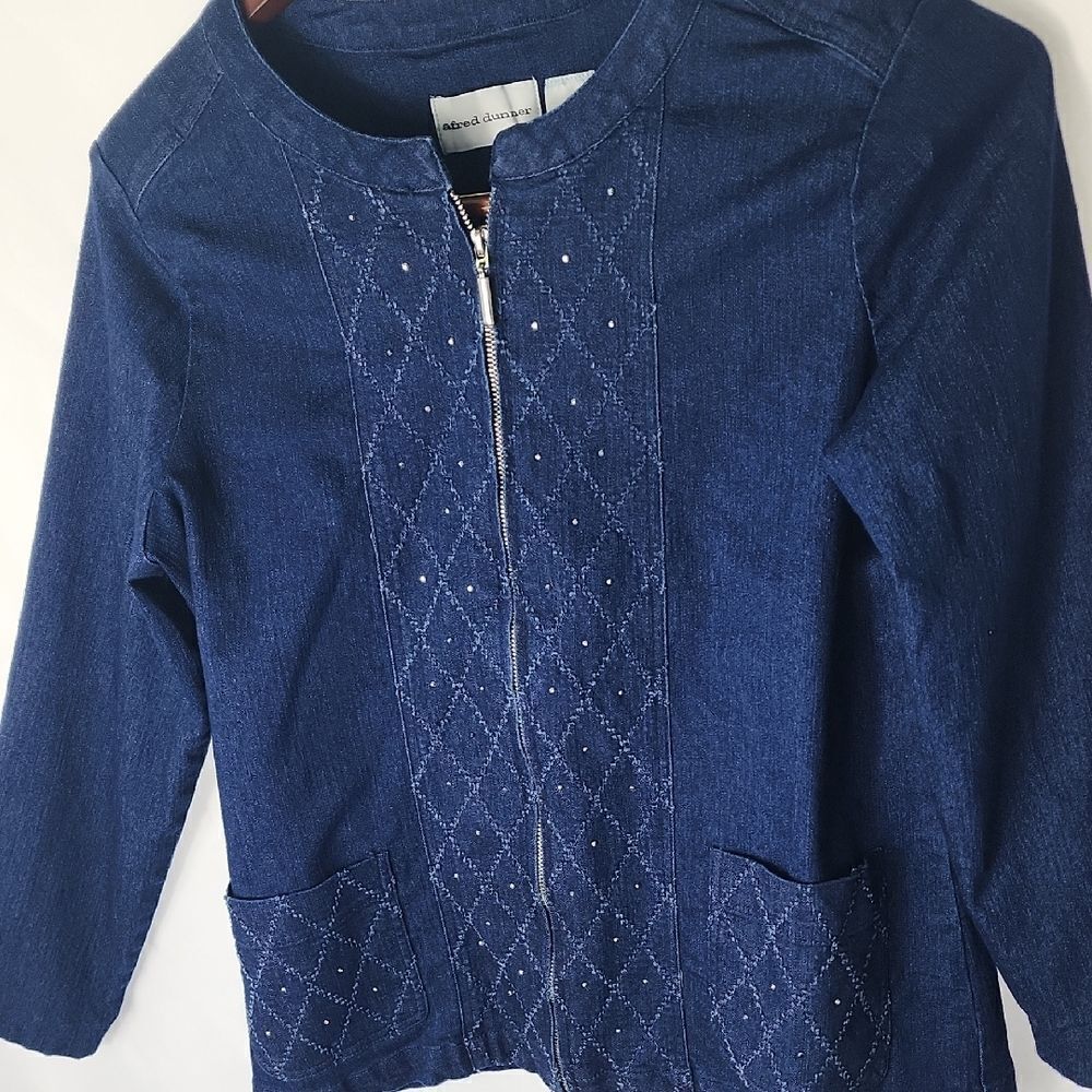 Lightweight Denim Jacket With Lattice Faceted Stud Detail Size 12
